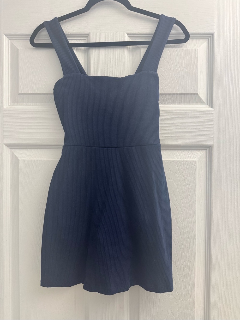 PINK Navy Square-Neck A-Line Dress
